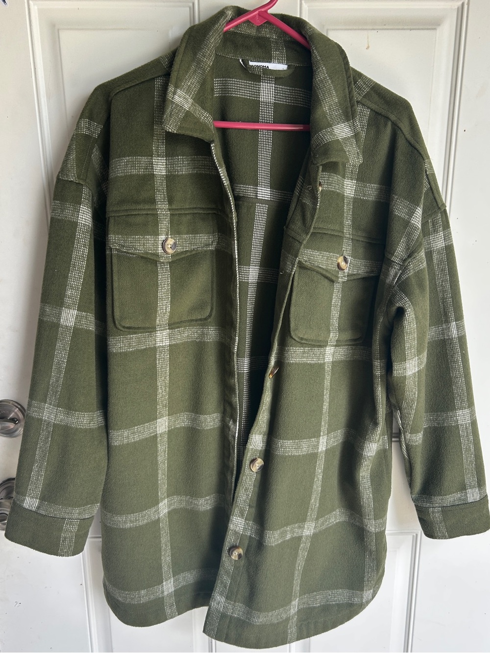 Olive Green Plaid  Shacket Jacket